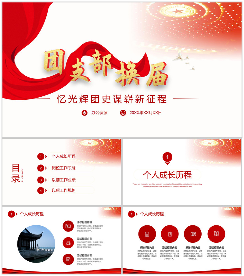 团支部民主评议会党员党课工作开展换届选举工作汇报PPT模板