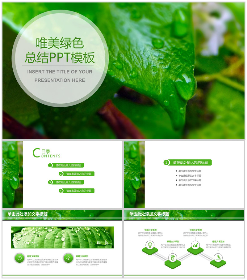 唯美大气绿色大自然环境保护工作总结PPT模板