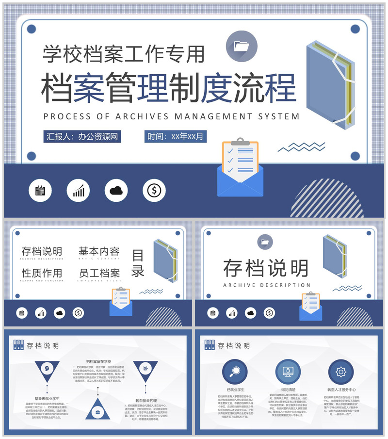 学校档案工作培训总结档案管理制度流程内容介绍PPT模板
