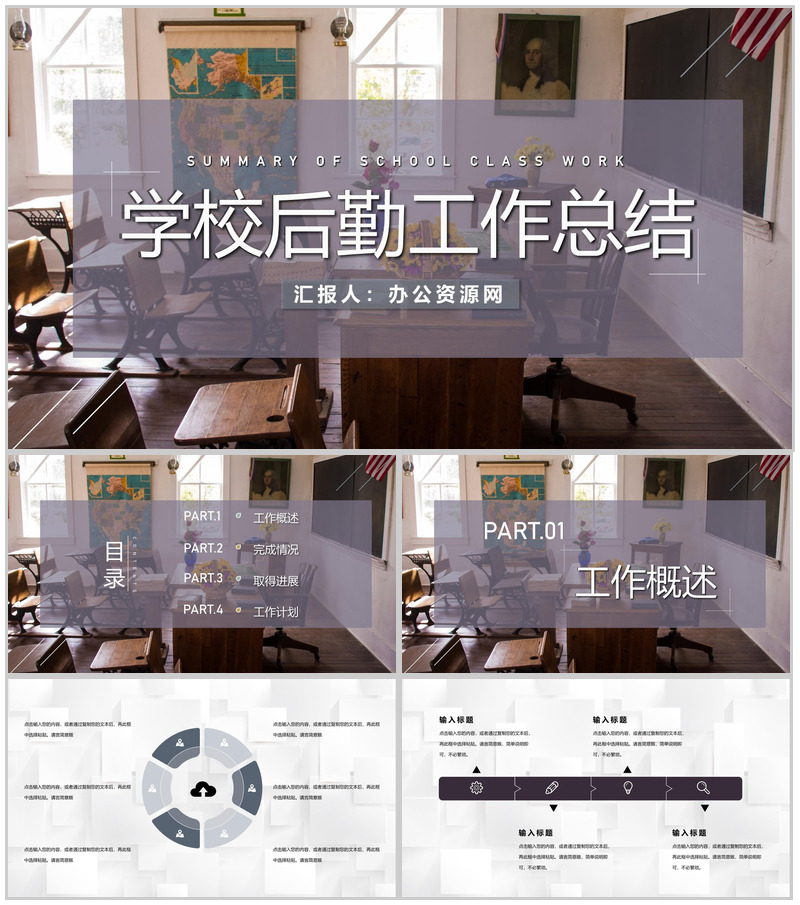学校后勤部门生活老师工作总结幼儿园教师周工作汇报PPT模板