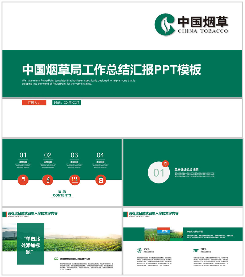 中国烟草局工作总结汇报PPT模板