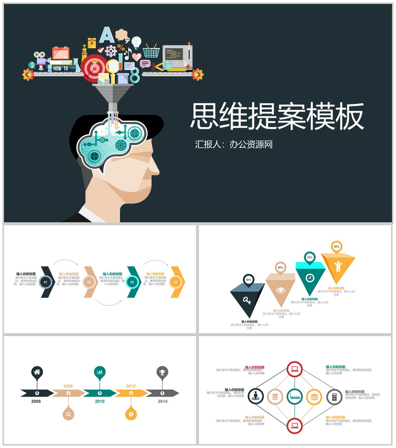 思维提案思维导图工作汇报PPT模板