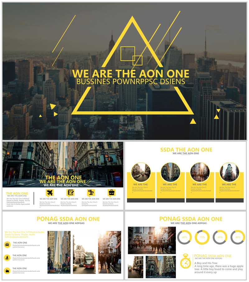 欧美商务大气扁平风格精品通用PPT模板