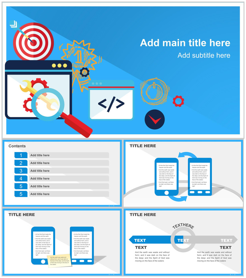 蓝色清新搜索调研方案市场分析推广PPT模板