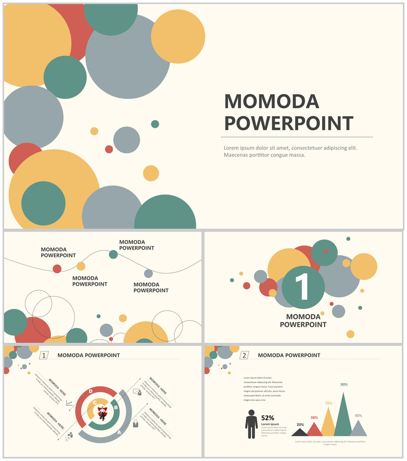 扁平化卡通风极简创意PPT模板