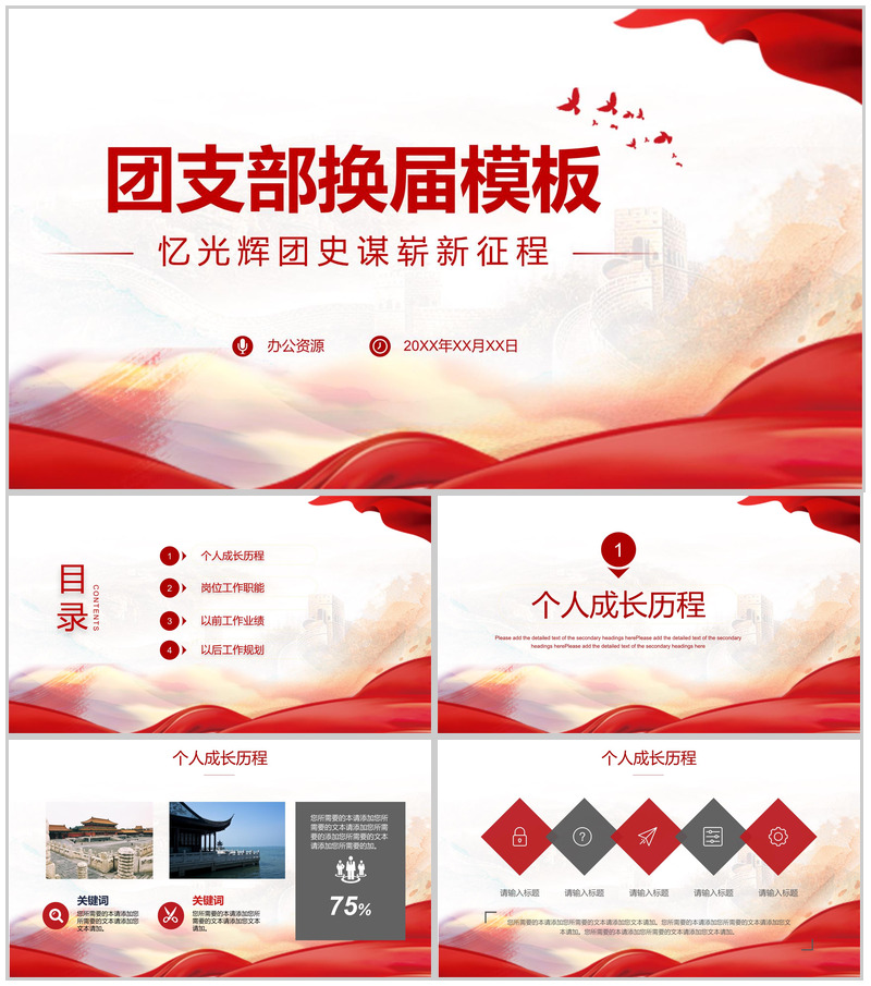 团支部书记换届选举流程推荐意见工作汇报专用PPT模板