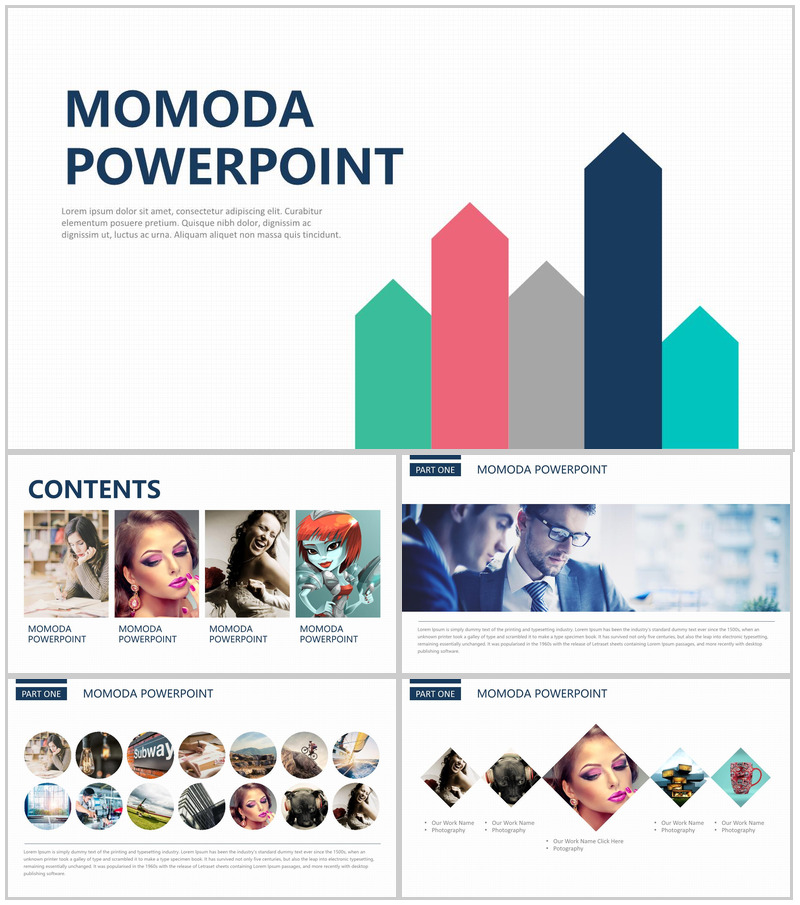 白色商务简洁风大气PPT模板