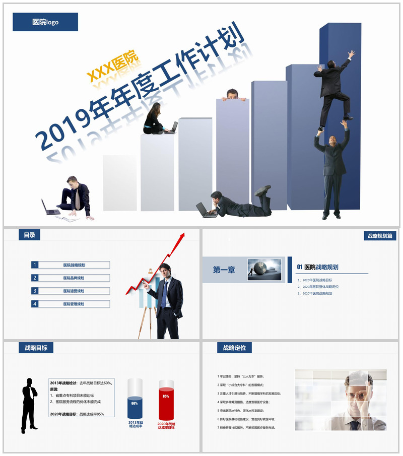 大气简约医院年度工作计划汇报PPT模板