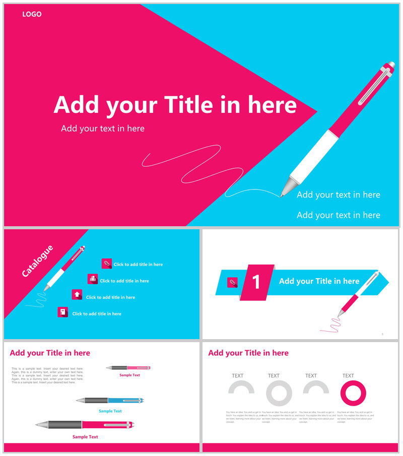 红蓝商务通用模板清新PPT模板