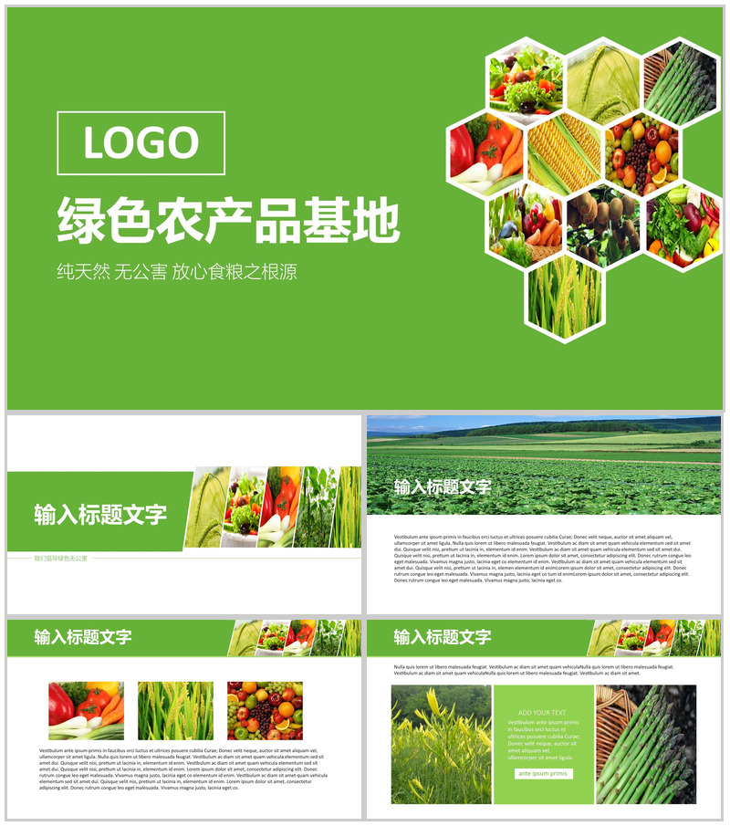 简约大气绿色农产品背景优势介绍培训创意环保食物基地介绍宣传PPT模板