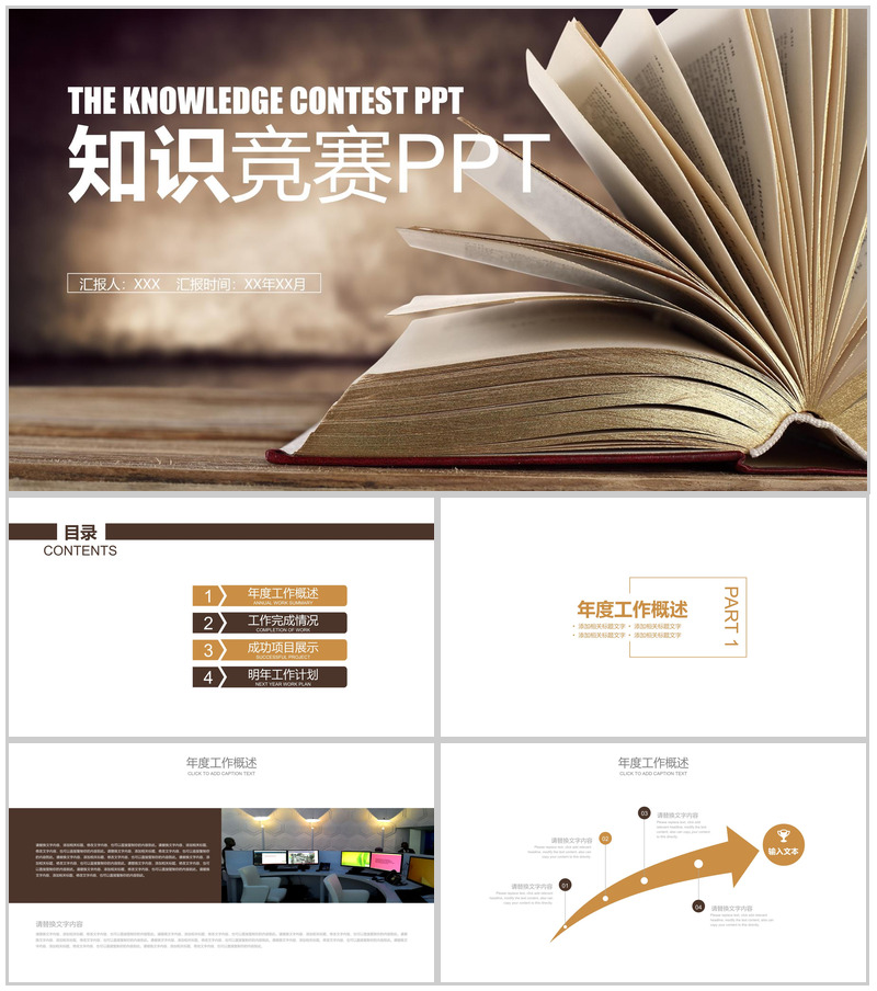 简约知识竞赛工作汇报PPT模板