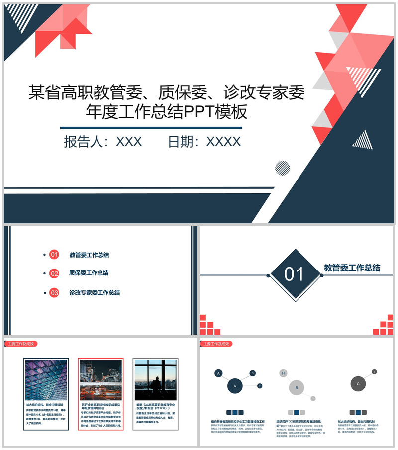 某省高职教管委、质保委、诊改专家委年度工作总结PPT模板