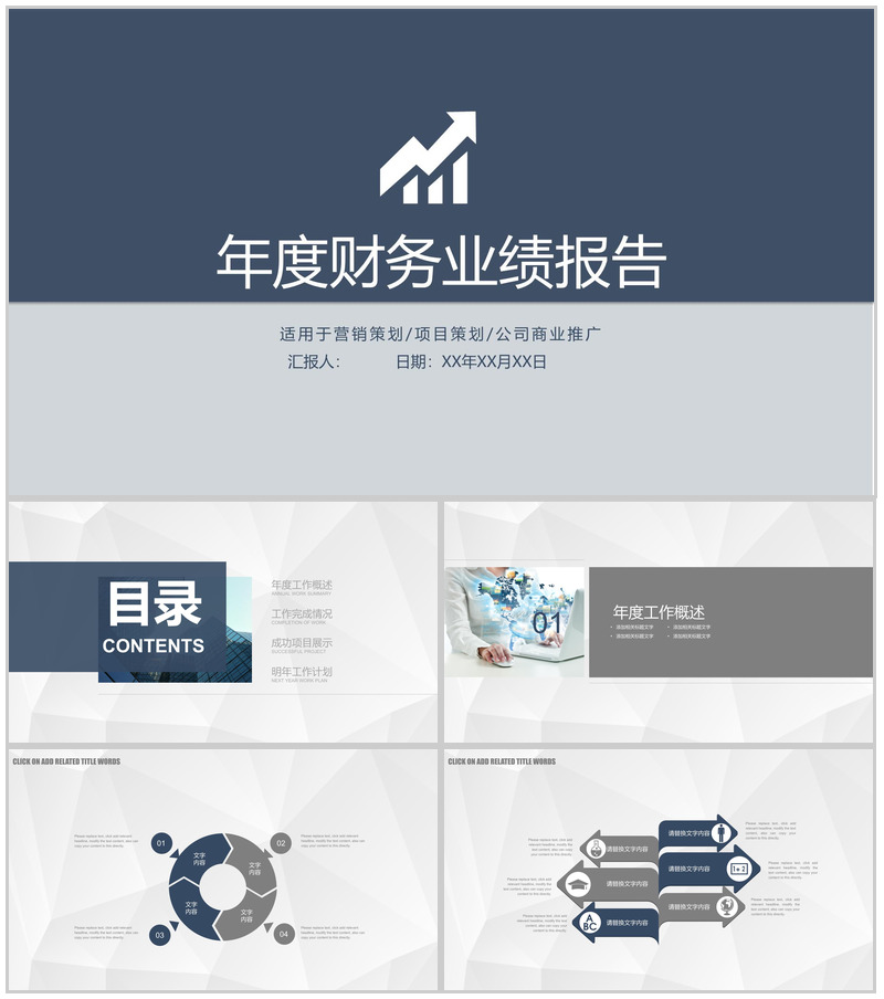 年度财务业绩报告公司商业推广PPT模板