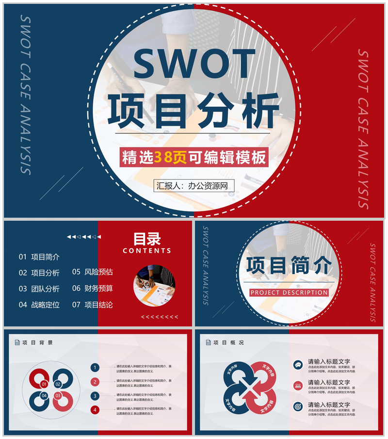 企业部门SWOT案例分析模板公司发展情况战略分析总结汇报PPT模板
