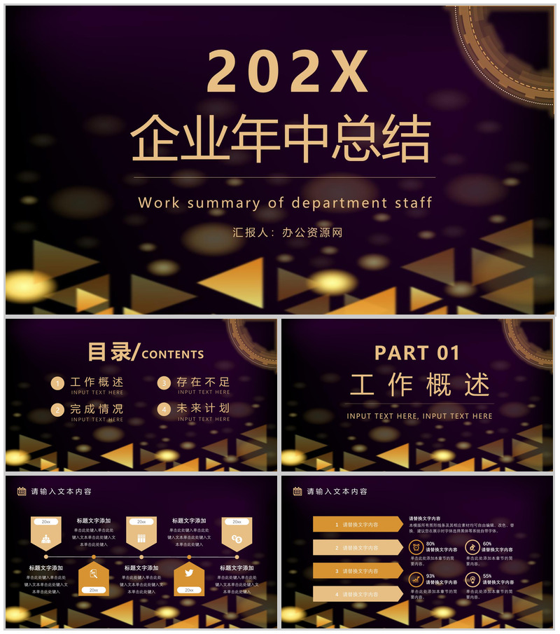 企业部门上半年年中总结工作报告总结大会策划方案个人年终总结PPT模板