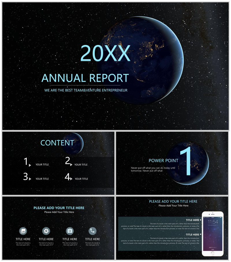 深邃星空互联网工作通用PPT模板