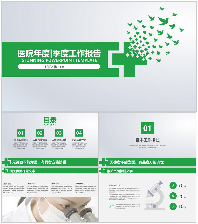医院年度季度工作报告PPT模板