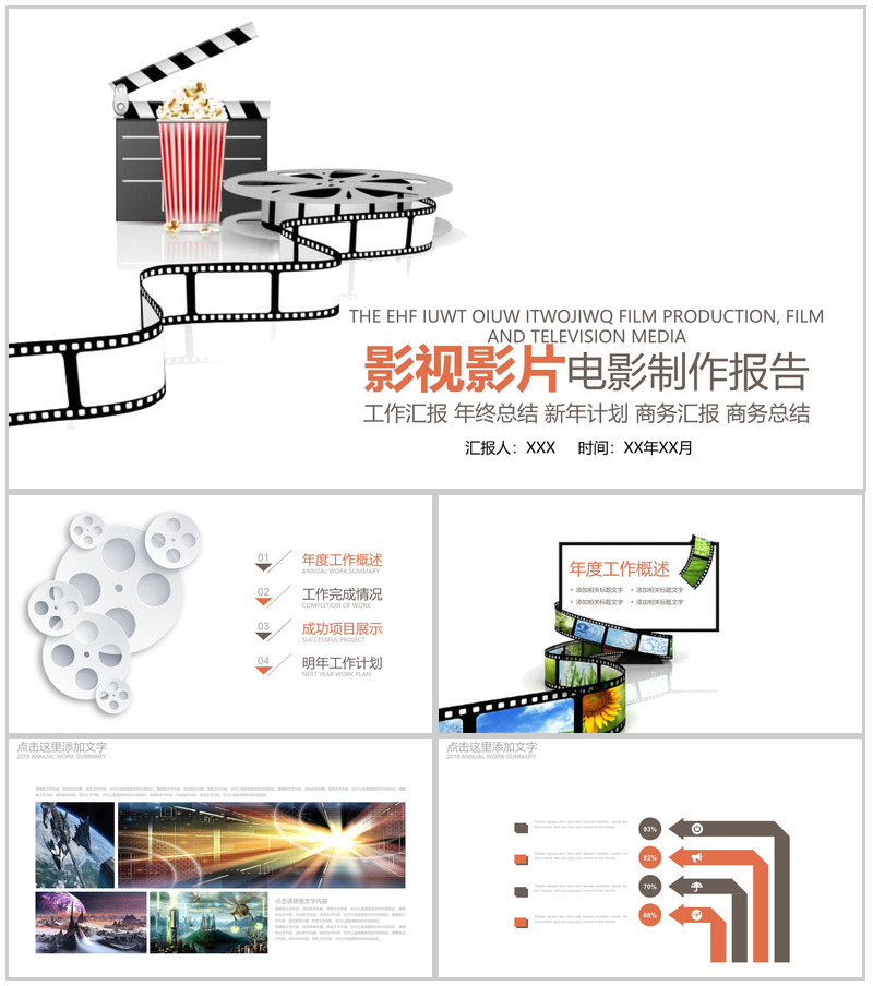 影视影片电影制作报告工作总结PPT模板