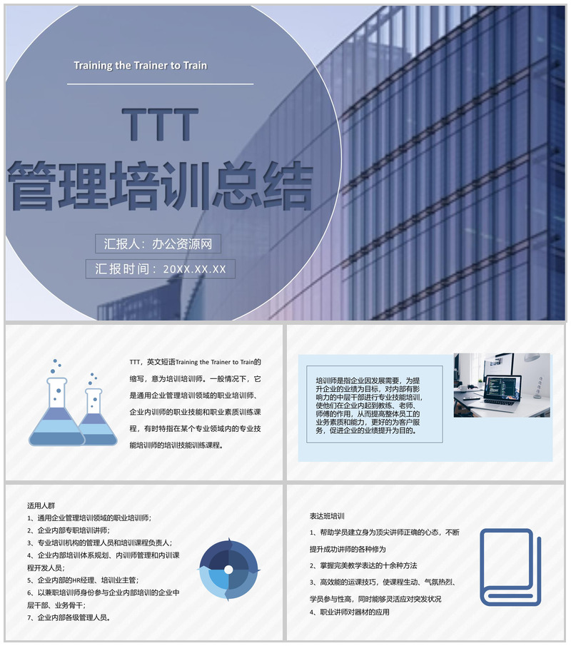 中高层部门员工TTT管理培训企业主管培训总结PPT模板