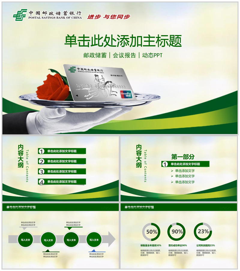 中国邮政储蓄银行会议报告PPT模板