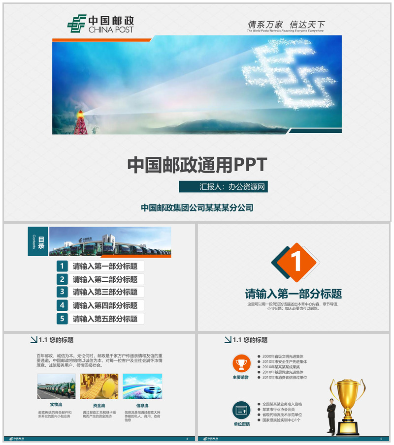 中国邮政通用工作汇报总结计划PPT模板