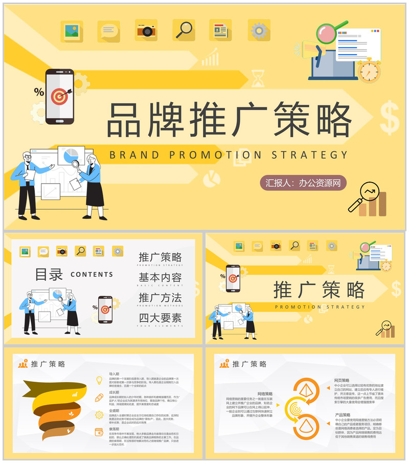 企业营销部门工作汇报品牌推广策略分析总结PPT模板