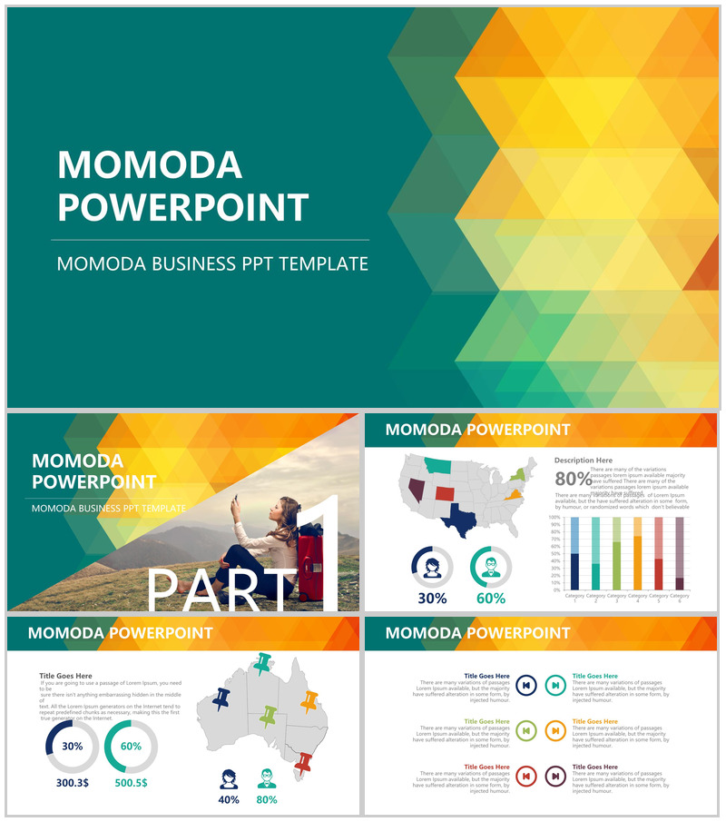 创意彩绘欧美商务工作汇报总结PPT模板