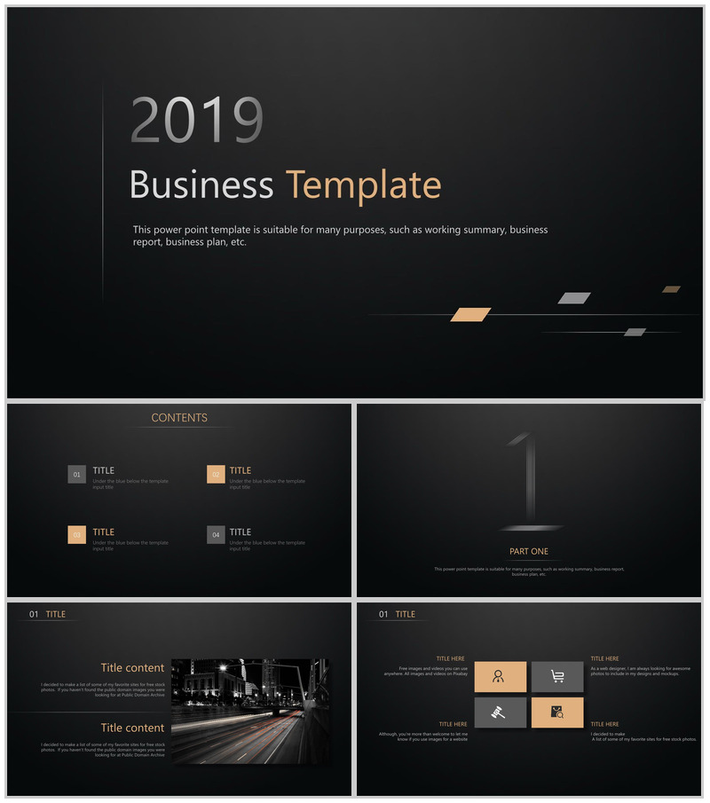 大气黑色典雅动态商务通用PPT模板