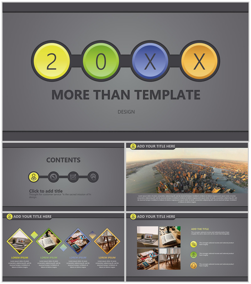 灰色欧美商务通用总结PPT模板