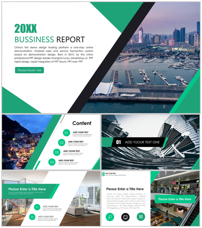 绿橙欧美风格时尚大气动感工作汇报商务计划书PPT模板