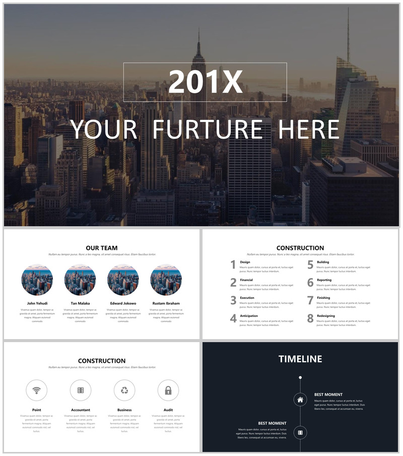 欧美大气时尚风景建筑工作汇报PPT模板