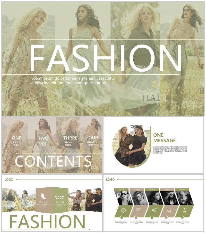 欧美大气杂志风服装品牌产品发布会PPT模板