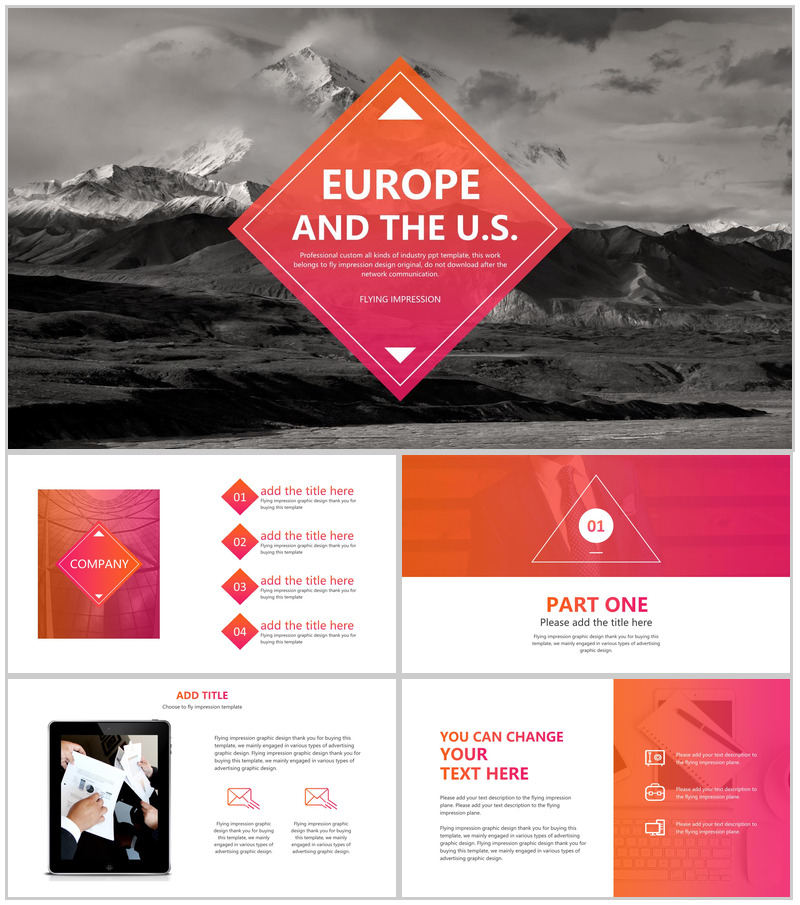 欧美风商务汇报演讲设计昌邑通用PPT模板