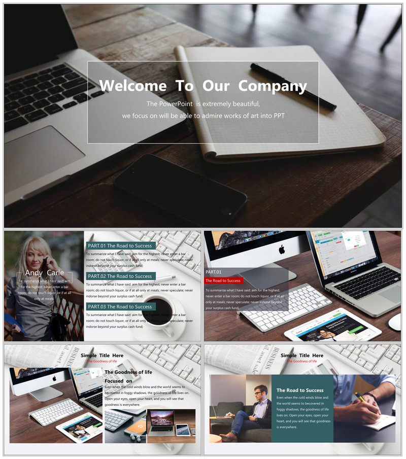 欧美商务暗色调大气工作汇报年终总结PPT模板