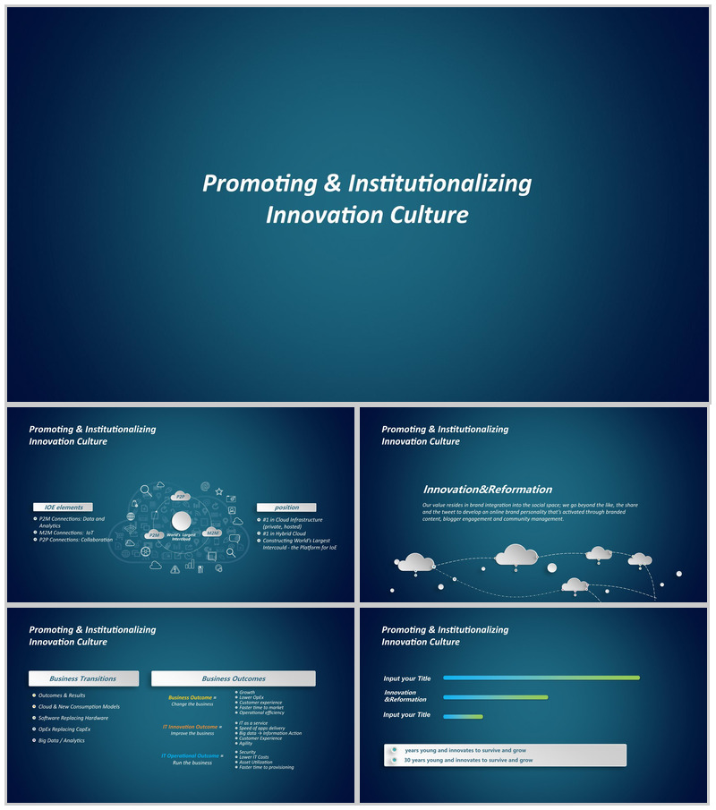 欧美小清新思想创新商务PPT模板