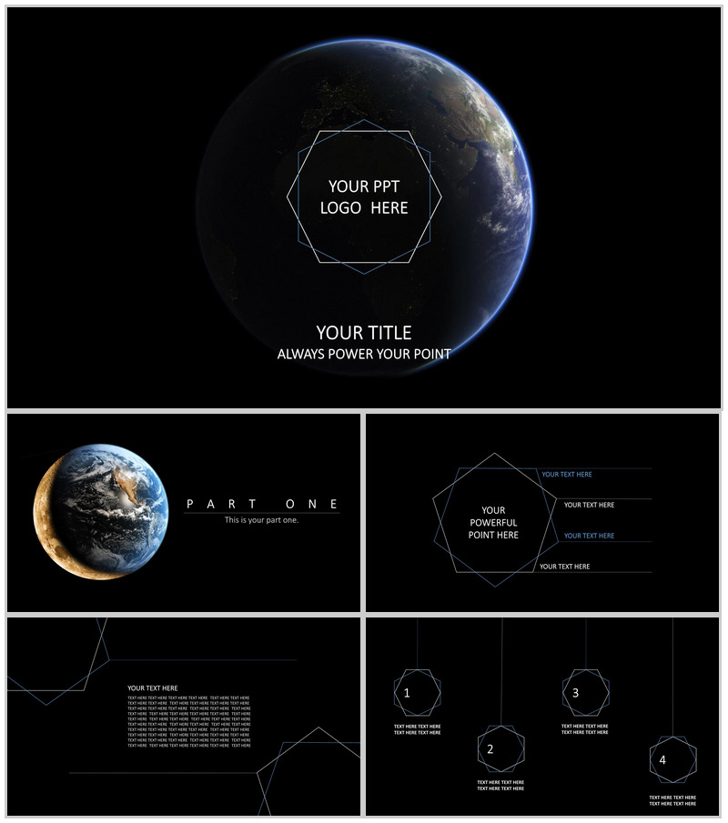 星空欧美商务汇报通用PPT模板
