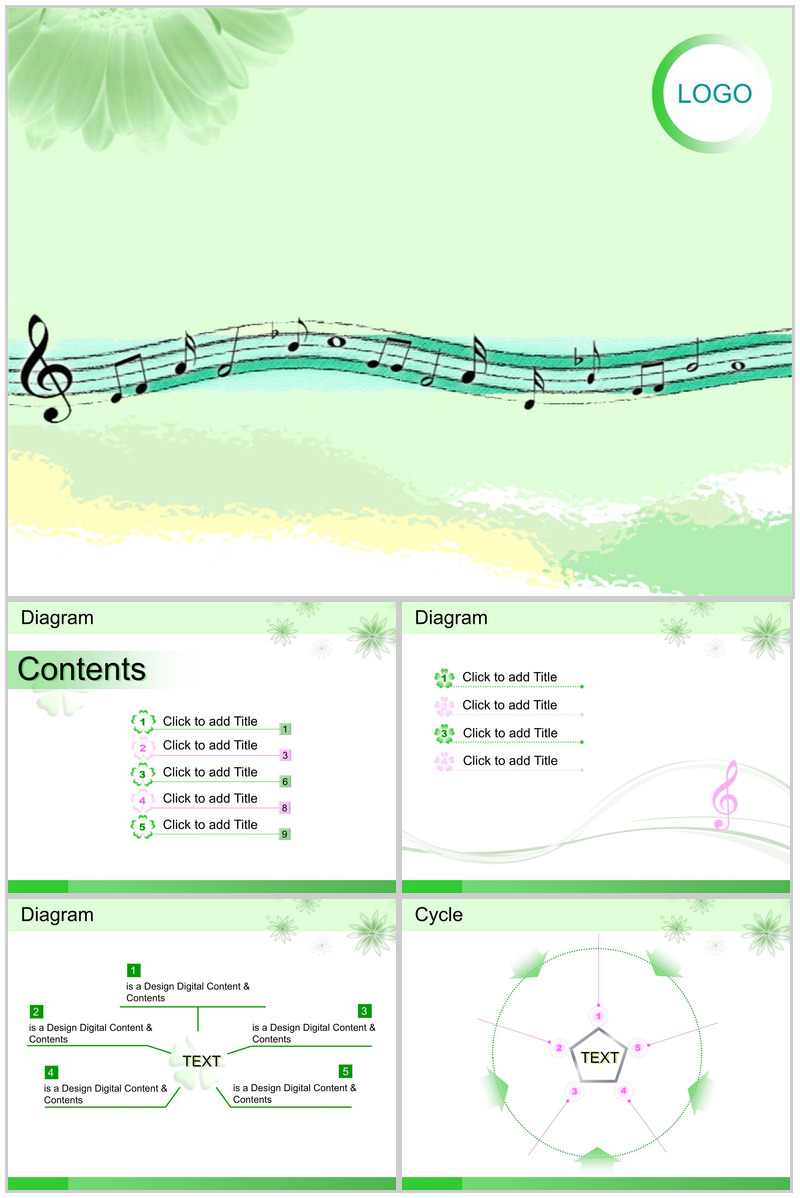 绿色韵律商务汇报PPT模板