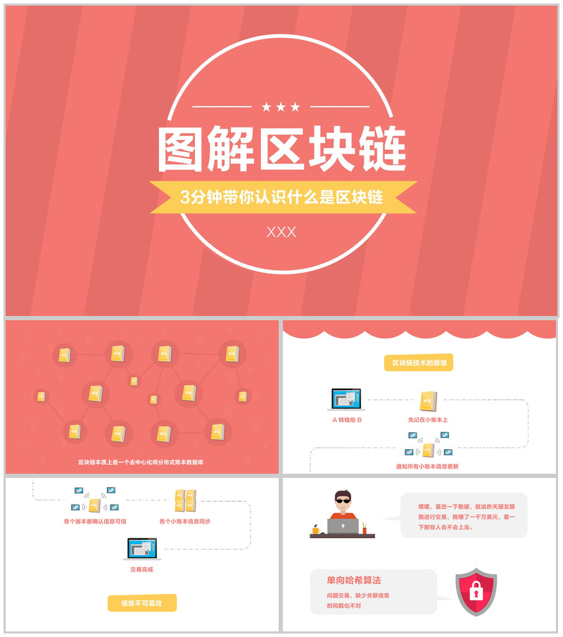 清新创意大气区块链介绍PPT模板