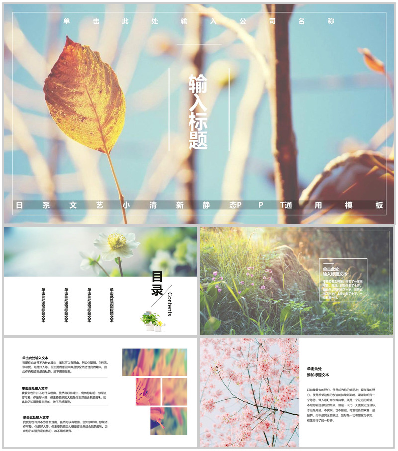 日系文艺小清新工作总结通用PPT模板