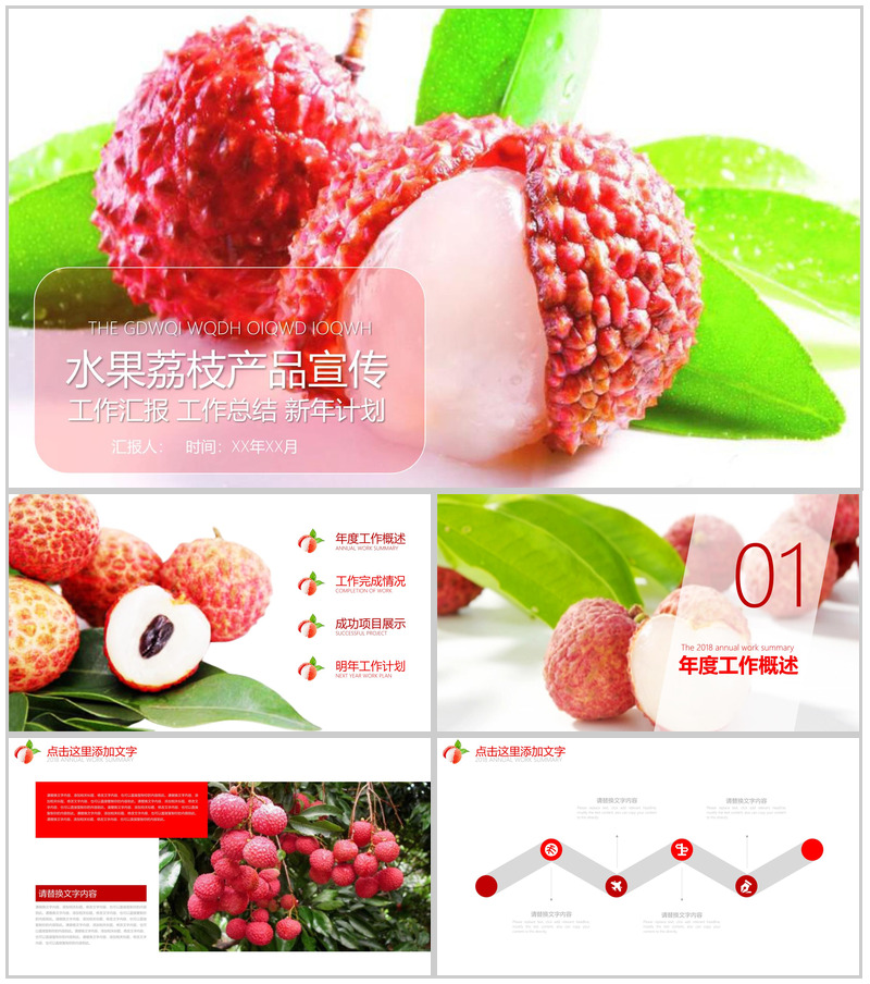 水果荔枝产品宣传工作总结PPT模板