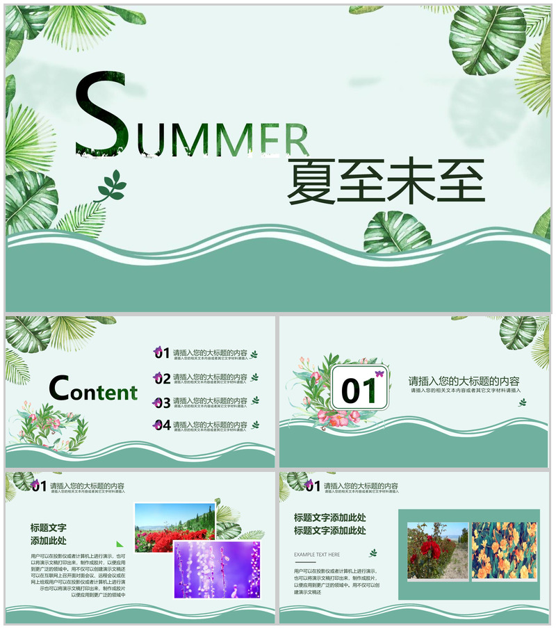 唯美清新夏季凉爽初夏通用PPT模板