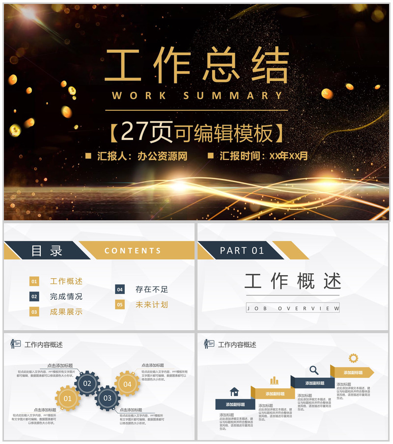 财务预算总结汇报部门月度工作总结PPT模板