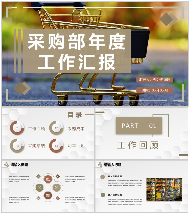 采购部门年度工作汇报单位物资采购成本总结计划PPT模板
