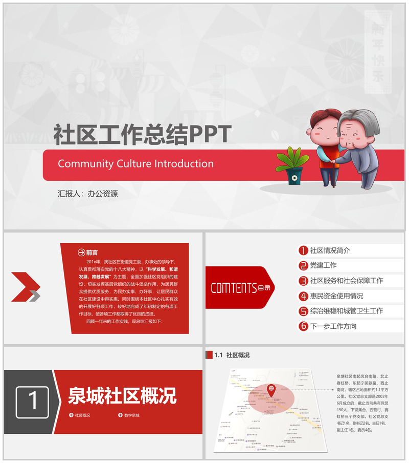 创文明建和谐社区工会工作总结PPT模板