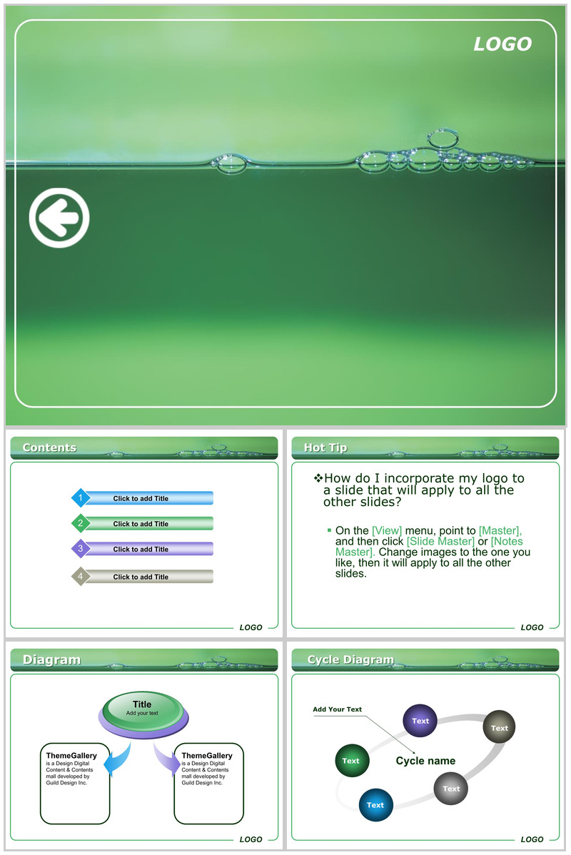 创意水滴景象商务通用PPT模板