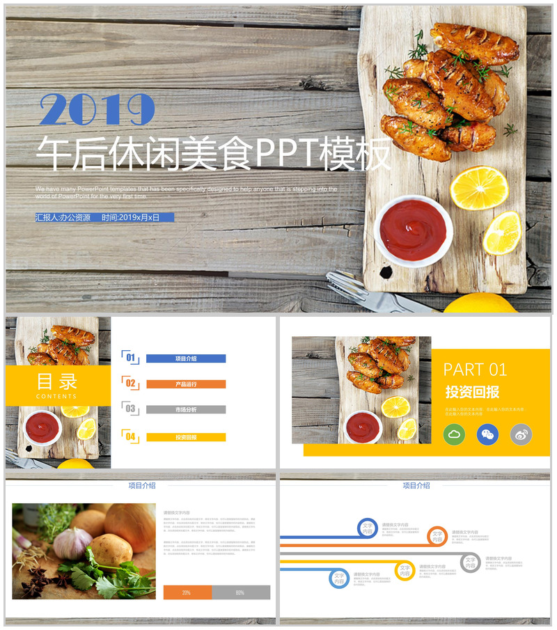 创意午后休闲时光美食投资策划汇报PPT模板
