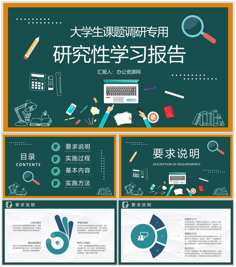 大学生课题调研实施方法研究性学习报告总结PPT模板