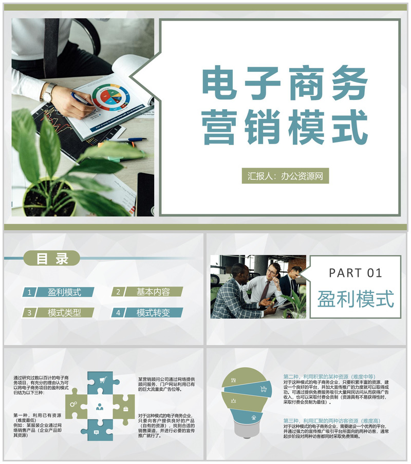 电商行业公司市场定位分析电子商务营销模式类型介绍PPT模板