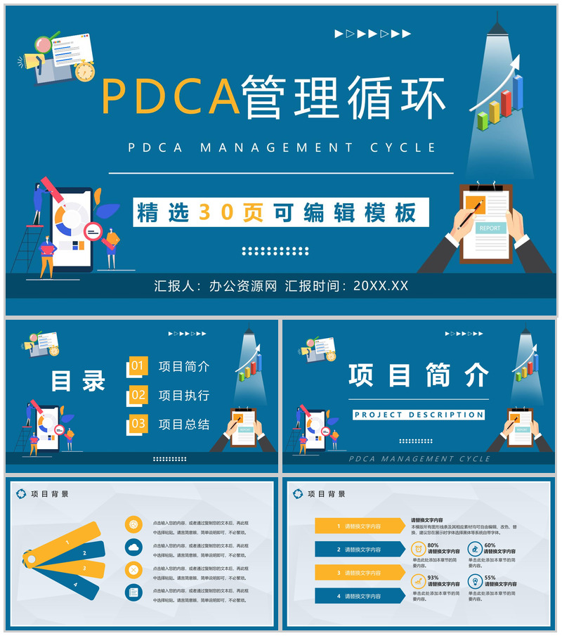 公司质量管理计划执行PDCA管理循环案例分析总结PPT模板