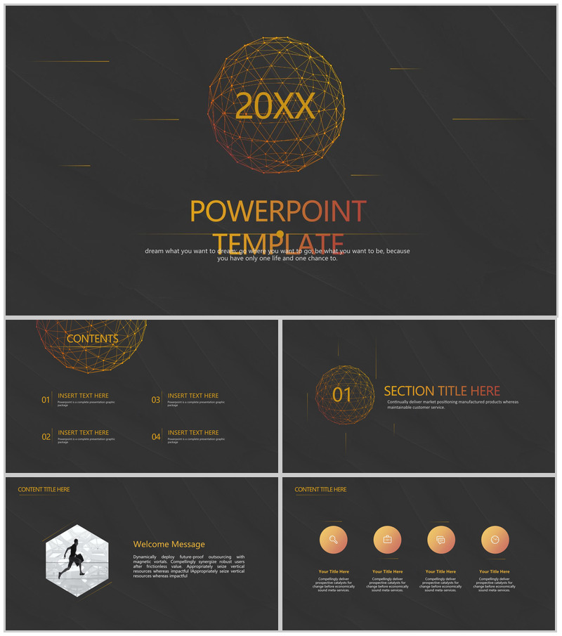 黑底金色科技风企业宣传商业融资PPT模板
